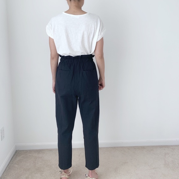 KEATON Pocketed Paper Bag High waist Pants - Picture 6 of 8